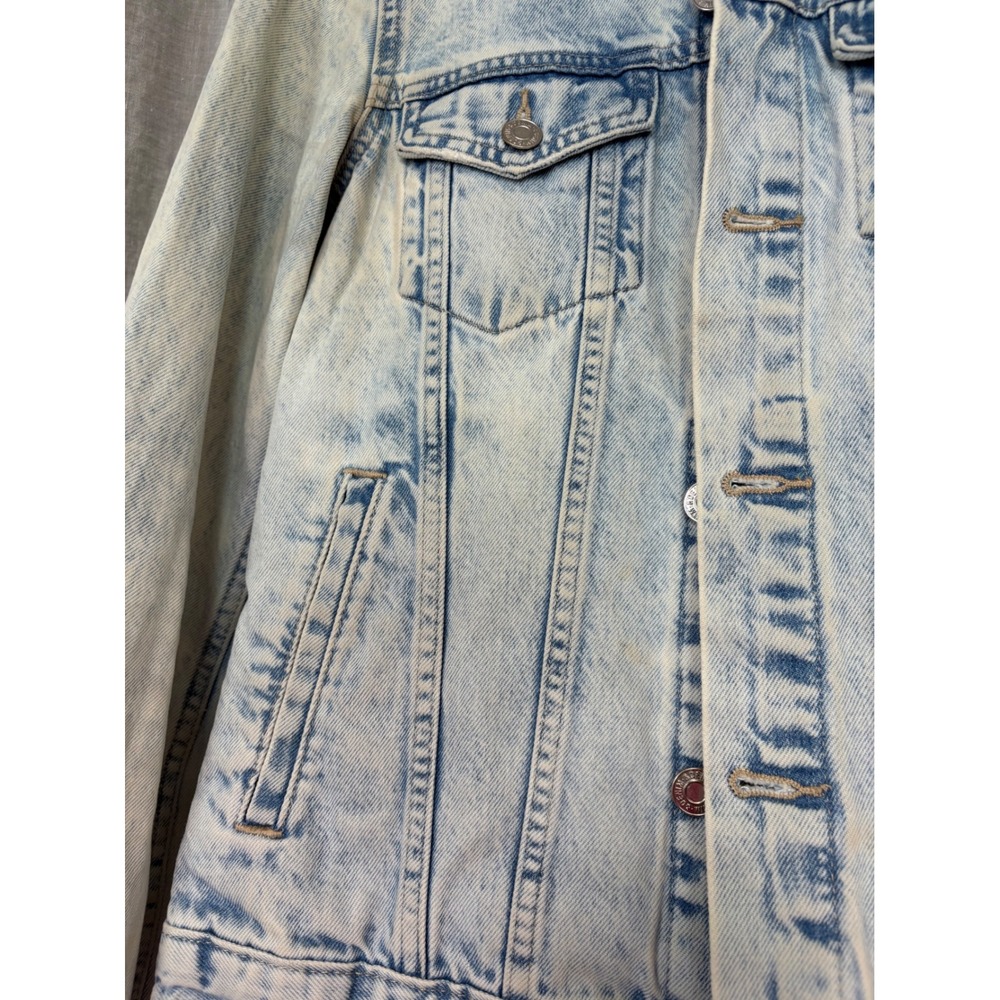 H&M &Denim Womens Light Acid Wash Cotton‎ Trucker Denim Jacket Blue Size 2 - Picture 3 of 9
